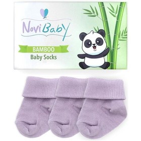 Resim Novibaby 3'lü Bambu Yenidoğan Bebek Çorap I Purple I 0-6 Ay Karışık Renk 