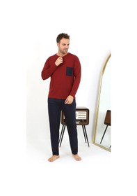 Resim Akbeniz Erkek Uzun Kol Penye Bordo Pijama Takımı 6861 Bordo 