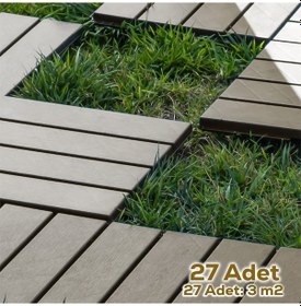 Resim Porsima 1177 27li Bahçe Balkon Teras Zemin Döşemesi Karosu Latte 