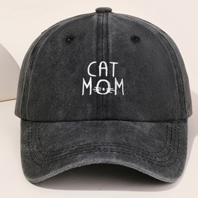 Resim Tek Boy Unisex Ayarlanabilir Beyzbol Şapkası "CAT MOM" Dikiş - Hafif, Dayanıklı Polyester, Outdoor Aktiviteleri, Kamp, Olta, Yürüyüş ve Partiler için Mükemmel - Arkadaşlar ve Aile için İdeal Hediye, Casual Baş Giysisi | Eğlenceli Tasarım | Dikişli Şapka, Kedi Şapkası 