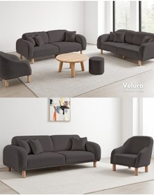 Resim Lara Koltuk Takımı & Oturma Grubu - Koyu Gri 3+3+1 Koyu Gri 