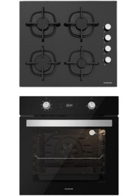 Resim Silverline BO6504B01 - CS5343B01 Siyah Cam Ankastre Set 
