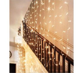 Resim Bi Dolu Mutluluk Dekoratif Saçak LED Işık Ip Perde Yılbaşı Süs LED 