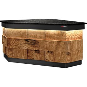Resim Köşe Kasa Bankosu TORONTO - 1570mm - Ahşap Ön Panel - Siyah Granit Çalışma Tezgahı 