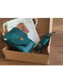 Resim Sumerian Wallet Minimalist Oval Yeşil Crazy Deri Sigara Kılıfı 