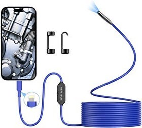 Resim Depstech Işıklı Endoskop Kamerası - 5m Kablo 7mm İnce Prob - Mavi 