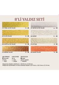 Resim Şemse Mührelenebilir El Yapımı Sanatsal Yarım Tava Yaldız Suluboya 8'li 