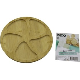 Resim Yuvarlak 5 Bölmeli Ahşap Bambu Servis Sunum Tepsi - Tahtası 20 X 1.4cm 4989 Çok Renkli 