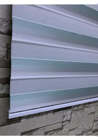 Resim Yeşil Gri Mini Plise Zebra Perde Tüm Ölçülerde 