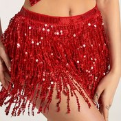 Resim Kadınlar için Pullu Tül Etek, Karın Dansı Bel Şal, Parıltılı Tül Kemer, Cadılar Bayramı Rave Kostümü Performans Kıyafeti 