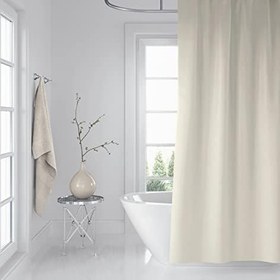 Resim Banyo Duş Perdesi Krem 180x200 Perde Borusu Askı Aparatı 120x200 Hediyeli 