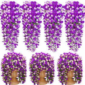 Resim 2 adet Yapay Asılı Çiçek Bitkisi, UV Dirençli Canlı Renkli Yapay Çiçekler, İç Mekan Oturma Odası, Dış Mekan Avlu, Bahçe Patio Ev Dekorasyonu, Düğün, Yıldönümü Dekorasyonu için Uygun 