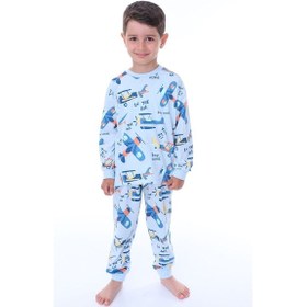 Resim Zuzunga Time To Fly Mavi Desenli Çocuk Pijama Takımı Mavi 