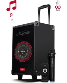 Resim Powerway MT50 Şarjlı Mikrofonlu Hoparlör Karaoke Sistemi Taşınabilir Amfi Büyük Bluetooth Hoparlör 