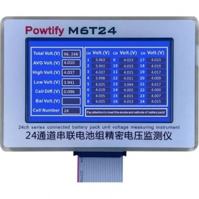 Resim Powtify M6T24 24S Kanallı Yüksek Hassasiyetli Lityum Batarya Gerçek Zamanlı Voltaj Analizörü 