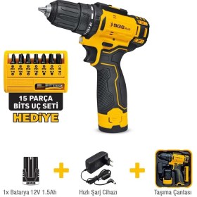 Resim Sgs 5147 Akülü Vidalama 12 Volt 1,5 Ah Havalı Anahtarsız Mandren ile 1000 W Güç 