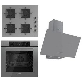 Resim Ferre Flowart Serisi Gri Ankastre Set SS208 - QBL63CPR - D079 