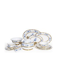 Resim Maxx Doria Majestic Azure 12 Kişilik 77 Parça Yemek Takımı Pa2097 Beyaz - Altın 
