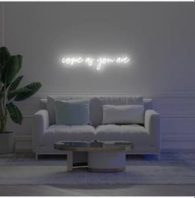 Resim Come As You Are Neon Tabela Neon Yazı Dekoratif Aydınlatma Ve Gece Lambası Beyaz 72x12 cm, cıneasyou 