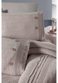 Resim Linen Çift Kişilik Nevresim Takımı Pudra Pudra 