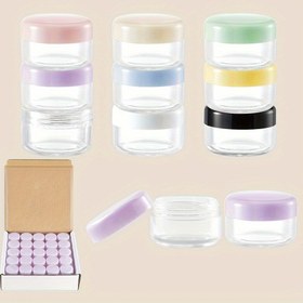 Resim 50 adet Yuemeimoment 5g/5ml Yuvarlak Şeffaf Plastik Kavanozlar Canlı Kapaklarla - Krem, Losyon, Toz, Simler için İdeal | Tırnak Sanatı, Mücevher Boncukları & Küçük Aksesuarlar için Mükemmel | Vidalı, Kokusuz, Kozmetik Kavanozlar 