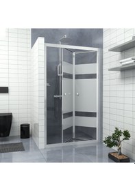 Resim Tekno Duş Silver Corina Akordion Kumlamalı Cam Duşakabin Beyaz - Şeffaf 