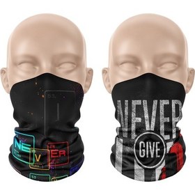Resim Dair Never Give Up Desenli 2'li Set Boyunluk Bandana Outdoor Balaklava Yüz Maskesi Kafa Bandı 