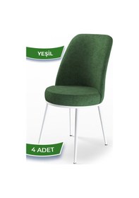 Resim Canisa Dexa Serisi, Üst Kalite Mutfak Sandalyesi,4 Adet Haki Yeşil Sandalye, Metal Beyaz Iskeletli Haki Yeşil Sandalye Beyaz Ayak 