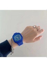 Resim Elmpaly 1 Adet Mavi Kare Kuvars Çocuk Saati Silikon Kordon Diğer 