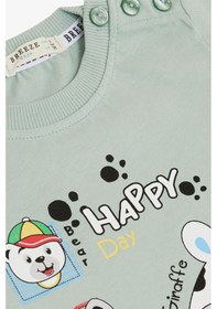 Resim Breeze Erkek Bebek Tişört Sevimli Hayvancıklar Baskılı 9 Ay-3 Yaş, Mint Yeşili-mint Yeşili Mint Yeşili 
