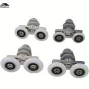 Resim 19/23/25/27mm Çift Tekerlekli Duş Odası Duş Kapısı Rulosu, 180 Derece Salınım Cam Kapı, Döner Tabla 