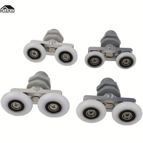 Resim 19/23/25/27mm Çift Tekerlekli Duş Odası Duş Kapısı Rulosu, 180 Derece Salınım Cam Kapı, Döner Tabla 