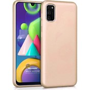 Resim Matte Silicone Samsung Galaxy A41 Kılıf Gold Microsonic