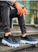 Resim Kb-056 Kuback Siyah Mavi Detaylı Beyaz Yüksek Taban Günlük Spor Ayakkabı Çok Renkli 