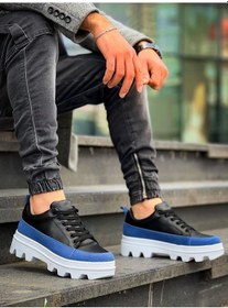 Resim Kb-056 Kuback Siyah Mavi Detaylı Beyaz Yüksek Taban Günlük Spor Ayakkabı Çok Renkli 