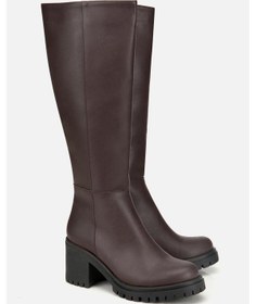 Resim Kadın Kahverengi Kalın Tabanlı Topuklu Çizme Kahverengi 