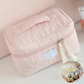 Resim Yumuşak Kumaştan Moda Makyaj Çantası, Pembe 1 Adet 