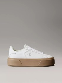 Resim Calvin Klein Kadın Bağlamalı Yüksek Kalın Taban Deri Beyaz Sneaker YW0YW01930-0H7 