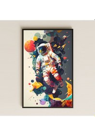 Resim Soyut Geometrik Astronot Temalı Pleksi Tablo - Modern Uzay Sanatı Dekoru 