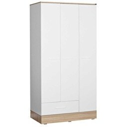 Resim Adore Mobilya Base Genç Odası 3 Kapılı Tek Çekmeceli İtalyan Meşe Beyaz Gardırop 