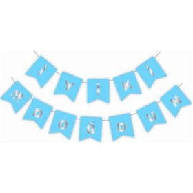 Resim Gümüş Metalik Baskılı Iyiki Doğdun Banner Mavi 