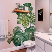 Resim 2 Sayfa (Büyük Boyut) Tropikal Yeşil Yaprak Duvar Çıkartmaları - PVC Kendinden Yapışkan Çıkartmalar - Yatak Odası / Oturma Odası / Tuvalet / Banyo / Giriş / Arka Plan Dekoratif Duvar Çıkartmaları ve Ev Dekorasyonu için Uygun 