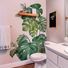 Resim 2 Sayfa (Büyük Boyut) Tropikal Yeşil Yaprak Duvar Çıkartmaları - PVC Kendinden Yapışkan Çıkartmalar - Yatak Odası / Oturma Odası / Tuvalet / Banyo / Giriş / Arka Plan Dekoratif Duvar Çıkartmaları ve Ev Dekorasyonu için Uygun 