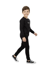 Resim Baglan Erkek Çocuk Önü Baskılı Sweatshirt Bgl-st05245 Siyah 