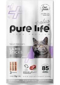 Resim Pure Life Plus Kuzu Etli Kedi Ödül Çubukları 15 G 