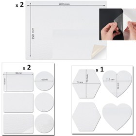 Resim Yapışkanlı Deri Yaması Tamir Seti Arma Şekilli 18 Adet Beyaz 