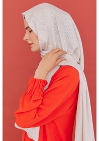 Resim Mirsoy Scarf Halka Desen Parlak Jakar Şal - Kırık Beyaz Kırık Beyaz 