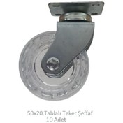 Resim Ofis Koltuk Dolap Etajer 360 Derece Döner 50 X 20 Tablalı Teker Şeffaf 50 Mm 10 Adet Şeffaf 
