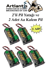 Resim 2 Li Pil Yatağı Deney 5 Adet Ve 10 Adet 1.5v Pil 1 Paket Pil Yuvası Pil Kutusu Aa Kalem Kalın Pil 2x1,5 Volt Yaylı Pil Yuvası 