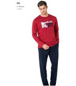 Resim Pierre Cardin 6096 Erkek Uzun Kollu Bisiklet Yaka Pijama Takımı-bordo Bordo 